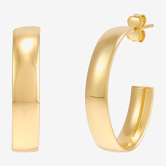 Bonded Brilliance Womens 14K Gold Bonded With Sterling Silver 27.7mm Hoop Earrings