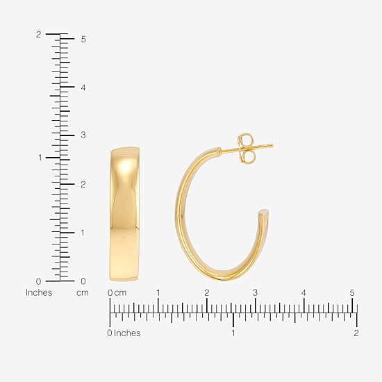 Bonded Brilliance Womens 14K Gold Bonded With Sterling Silver 27.7mm Hoop Earrings