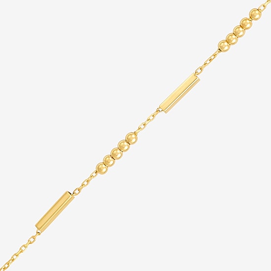 Bonded Brilliance Womens 14K Gold Bonded With Sterling Silver 7.5 Inch Solid Link Chain Bracelet