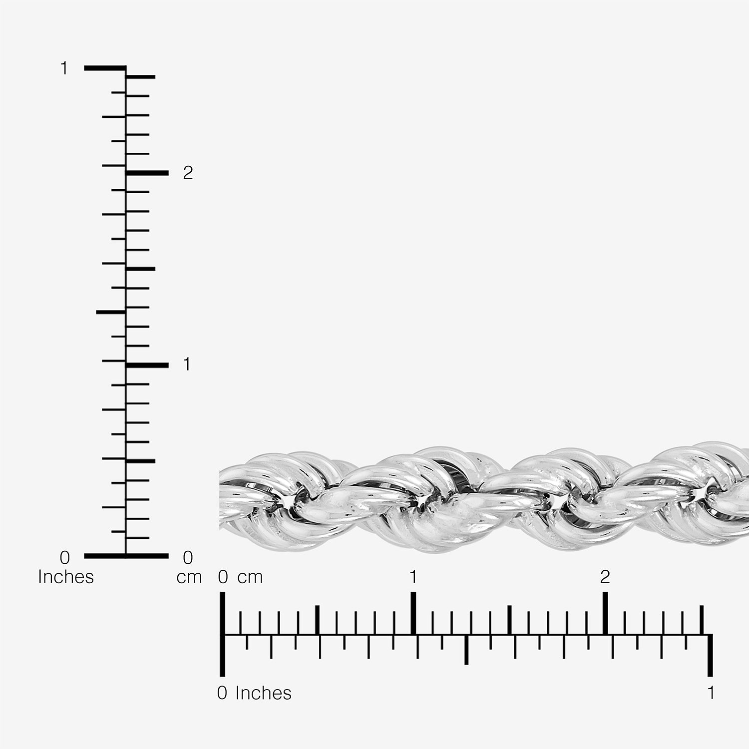 Made in Italy Unisex Adult Sterling Silver Inch Rope Chain Necklace