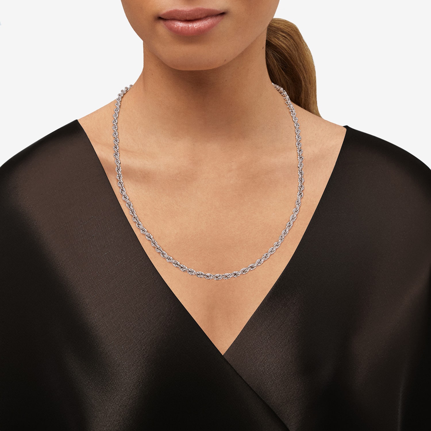 Made in Italy Unisex Adult Sterling Silver Inch Rope Chain Necklace