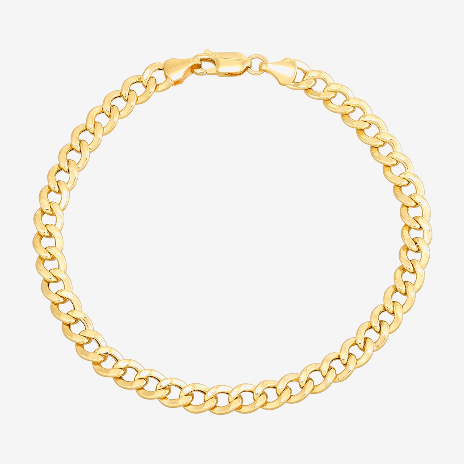 Bonded Brilliance Unisex Adult 14K Gold Bonded With Sterling Silver 8 1/2 Inch Hollow Cuban Chain Bracelet