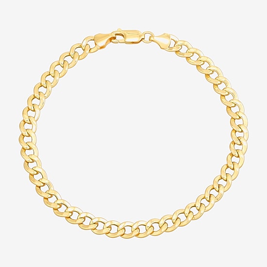 Bonded Brilliance Unisex Adult 14K Gold Bonded With Sterling Silver 8 1/2 Inch Hollow Cuban Chain Bracelet