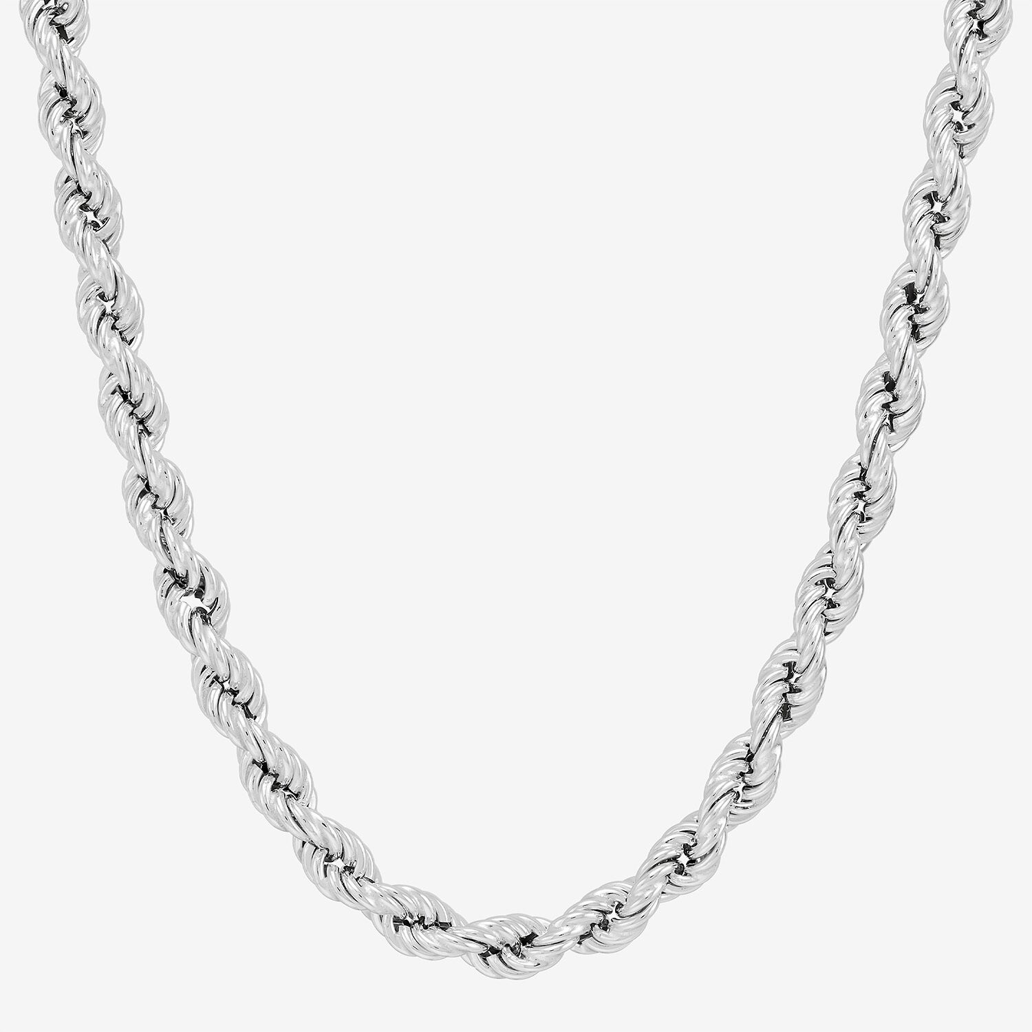 Made in Italy Unisex Adult Sterling Silver Inch Rope Chain Necklace