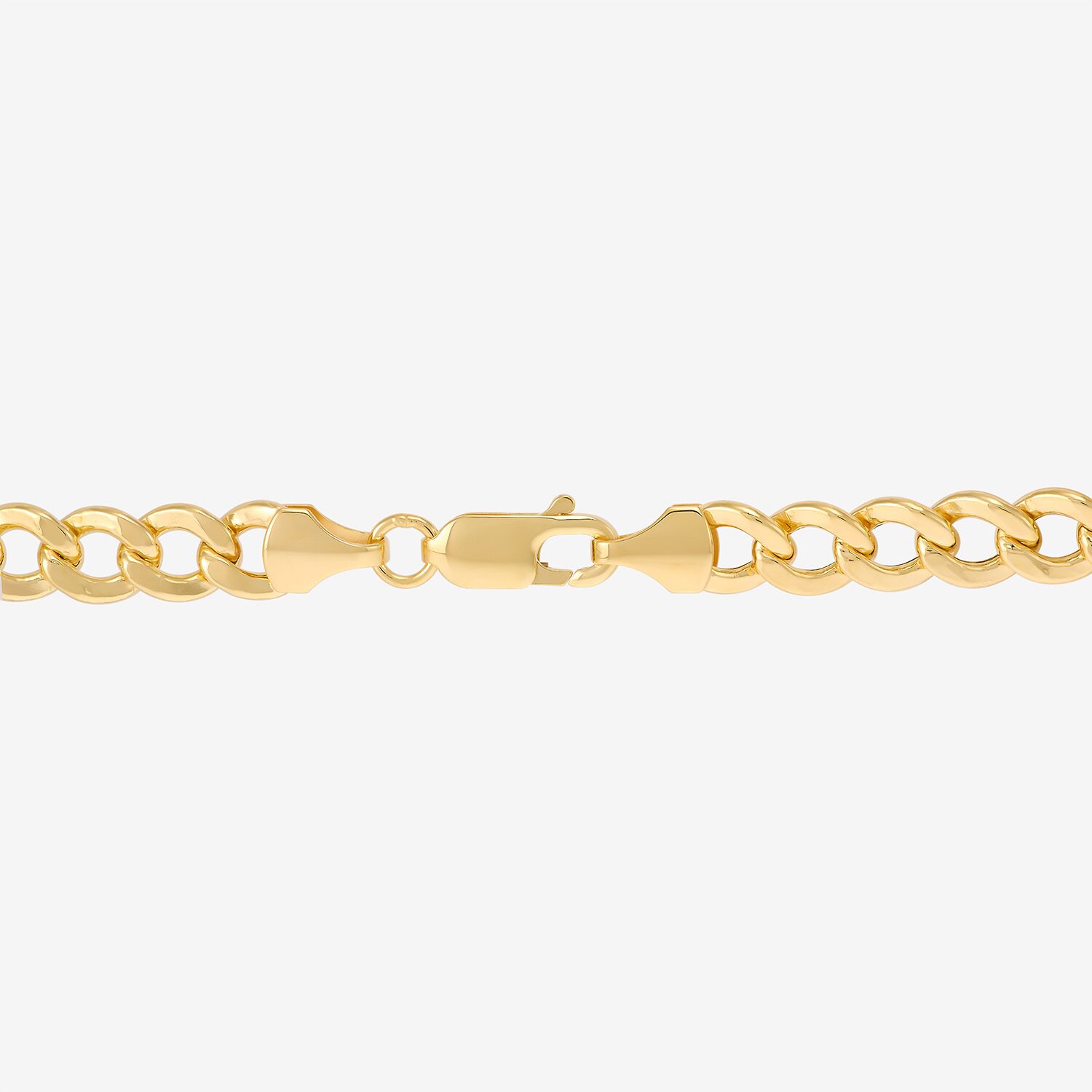 Bonded Brilliance Unisex Adult 14K Gold Bonded With Sterling Silver 8 1/2 Inch Hollow Cuban Chain Bracelet