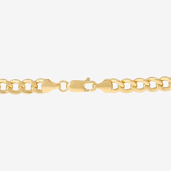 Bonded Brilliance Unisex Adult 14K Gold Bonded With Sterling Silver 8 1/2 Inch Hollow Cuban Chain Bracelet