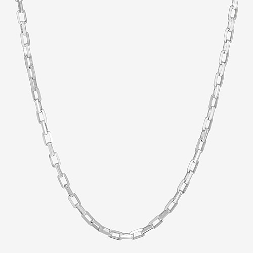 Made in Italy Womens Sterling Silver 22 Inch Cable Chain Necklace, One Size, White