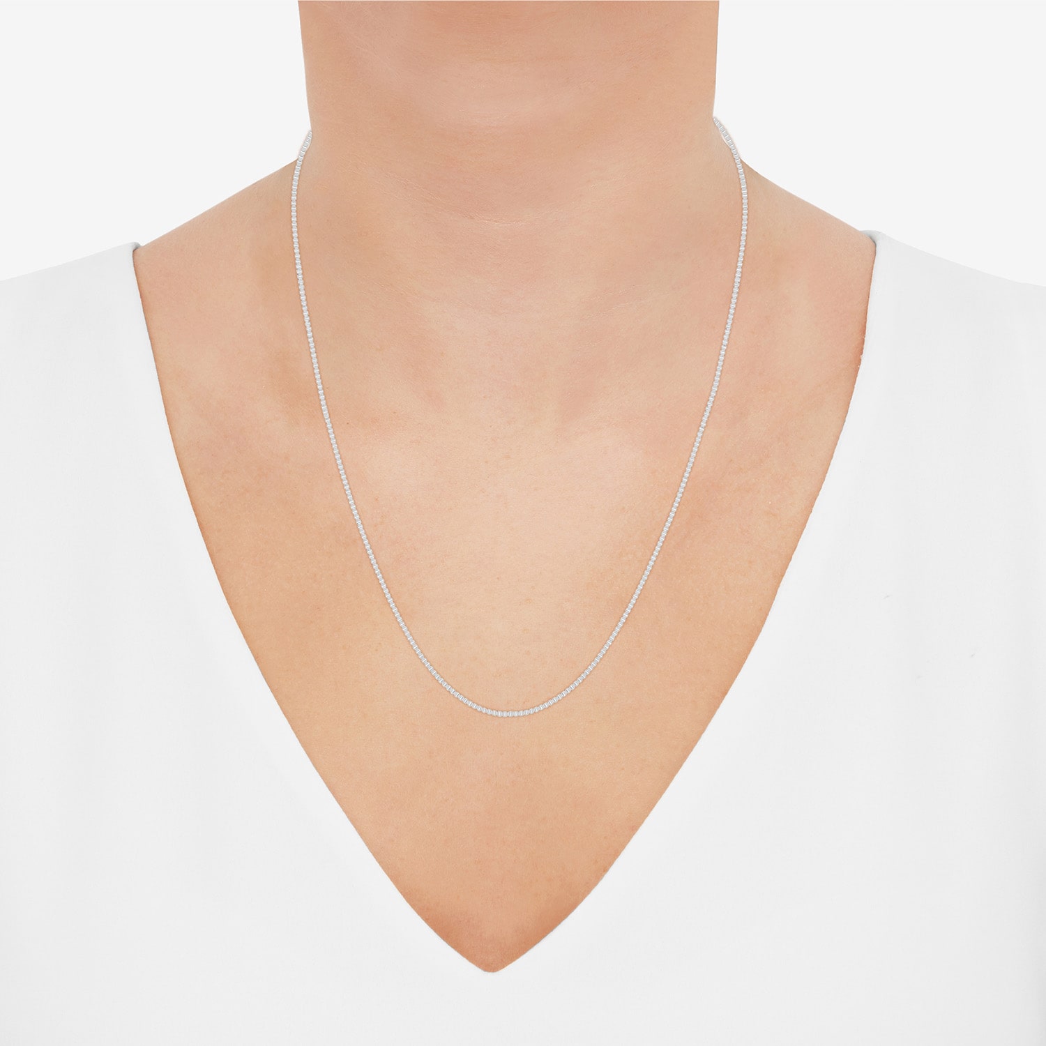 Womens Sterling Silver Inch Box Chain Necklace