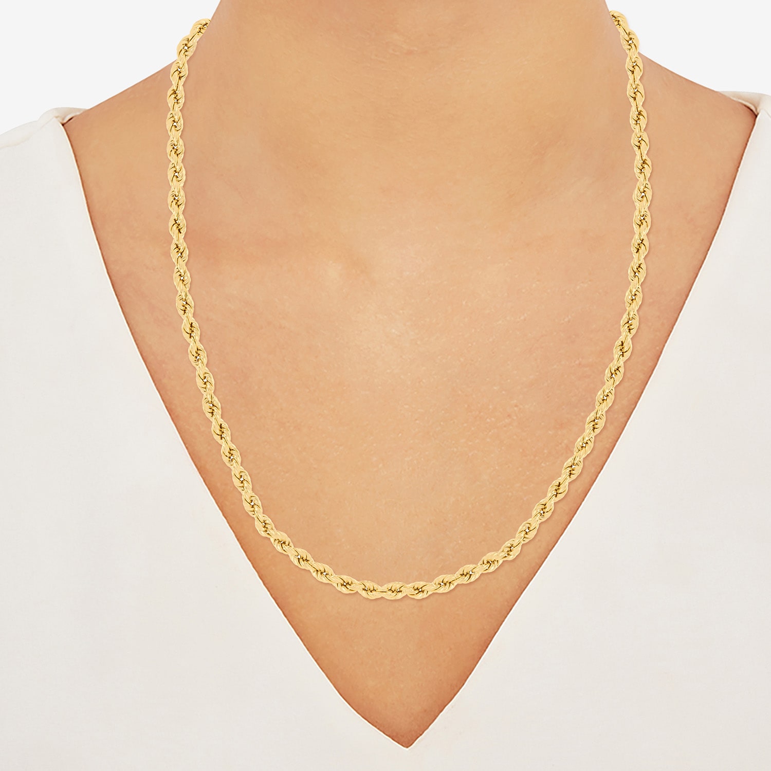 Made in Italy Unisex Adult 18K Gold Over Silver Inch Rope Chain Necklace