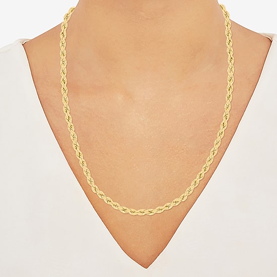 Made in Italy Unisex Adult 18K Gold Over Silver 24 Inch Rope Chain Necklace
