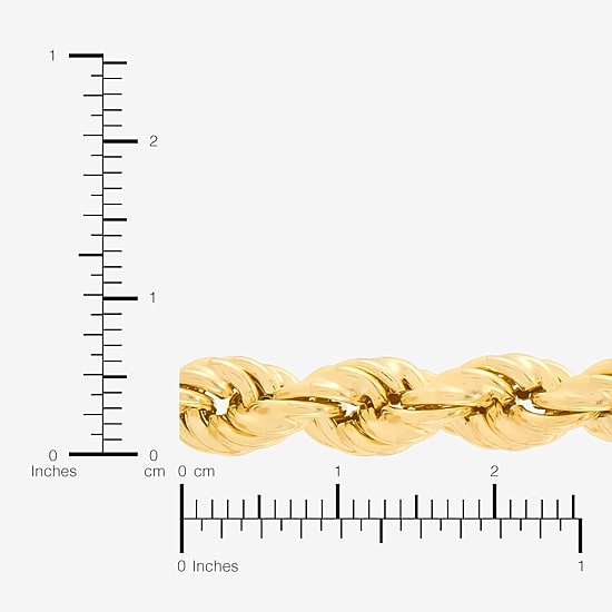 Made in Italy Unisex Adult 18K Gold Over Silver 22 Inch Rope Chain Necklace