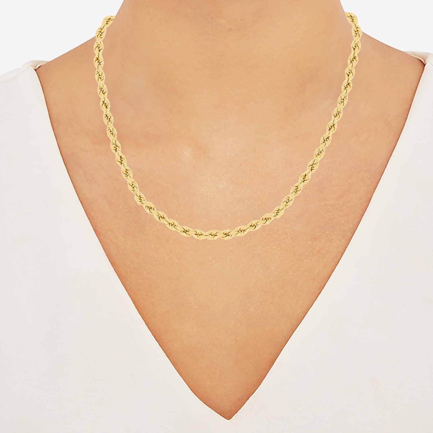 Made in Italy Unisex Adult 18K Gold Over Silver 20 Inch Rope Chain Necklace