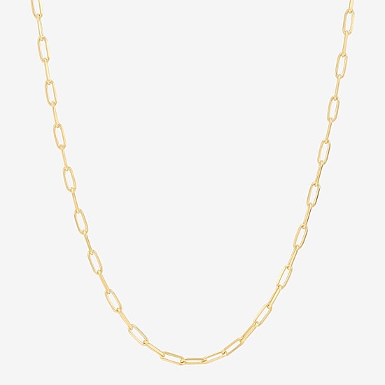 Made in Italy Womens 18K Gold Over Silver 18 Inch Paperclip Chain Necklace