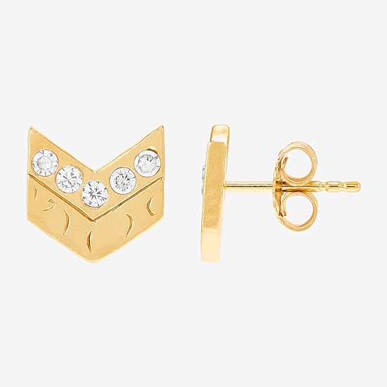 Limited Quantities! White Cubic Zirconia 18K Gold Over Silver 10.6mm Stud Earrings