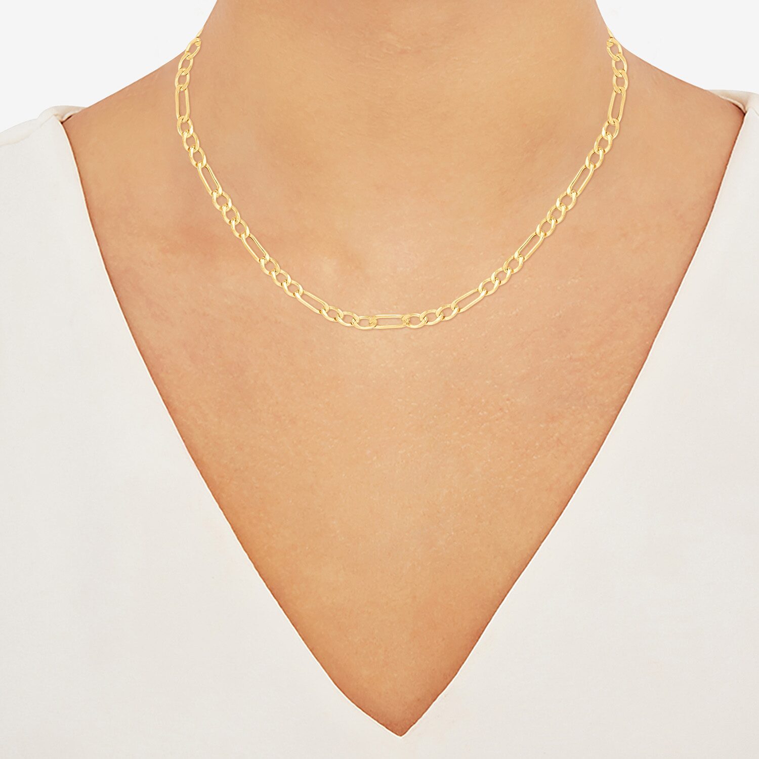 Limited Quantities! Womens 10K Gold 18 Inch Figaro Chain Necklace