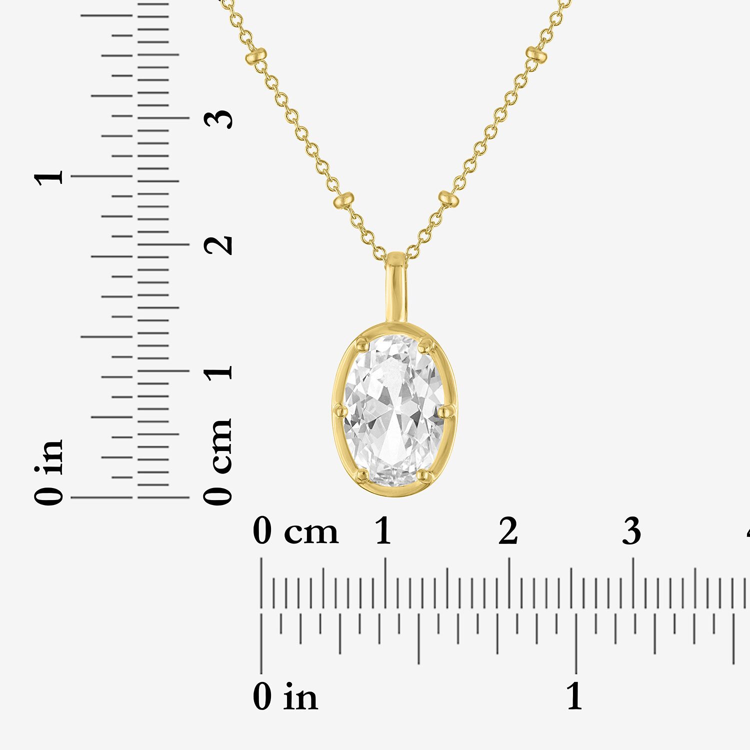Womens Lab Created White Sapphire 14K Gold Over Brass Oval 18 Inch Pendant Necklace