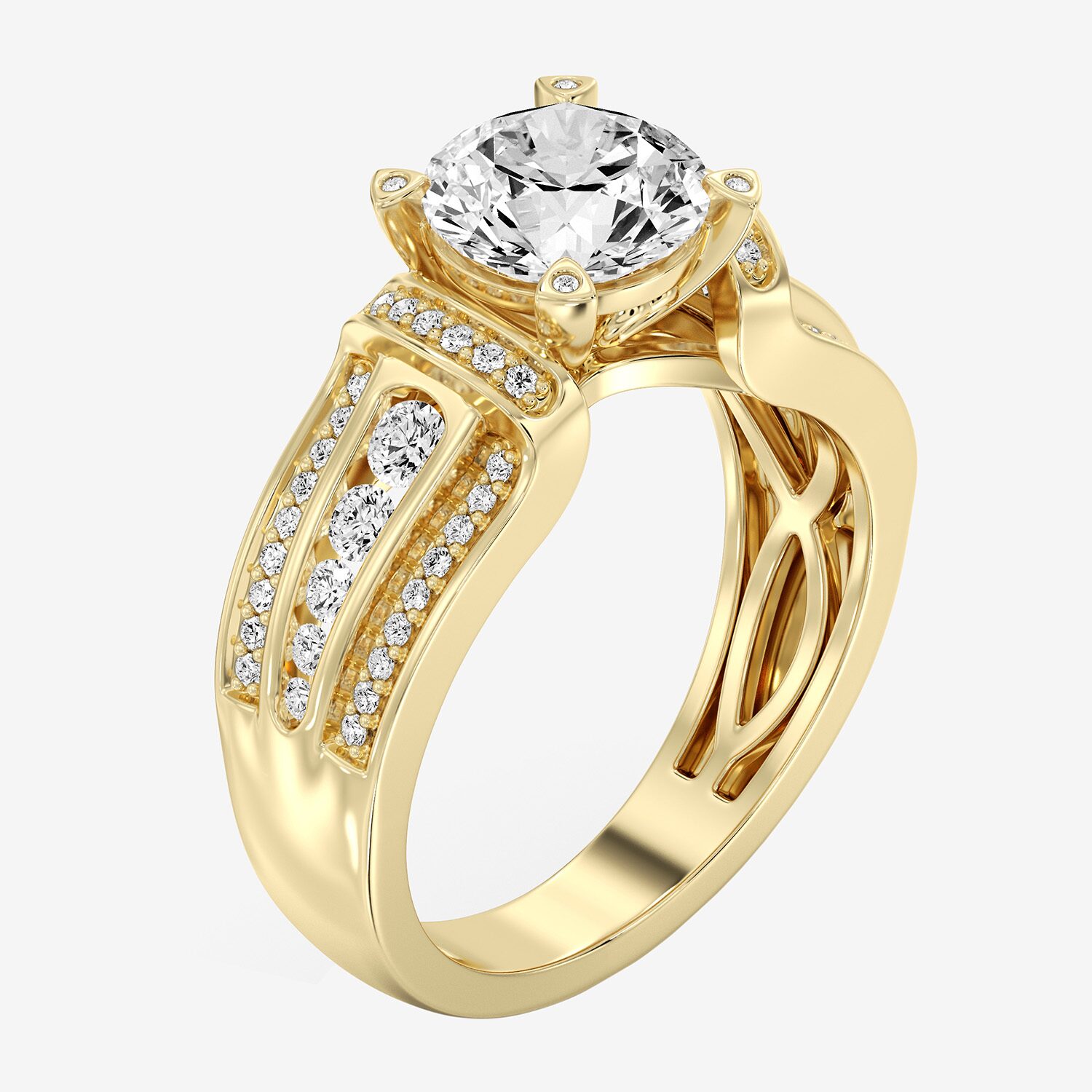 (F / Si1-Si2) Womens 2 CT. T.W. Lab Grown White Diamond Sterling Silver Round Side Stone Engagement Ring
