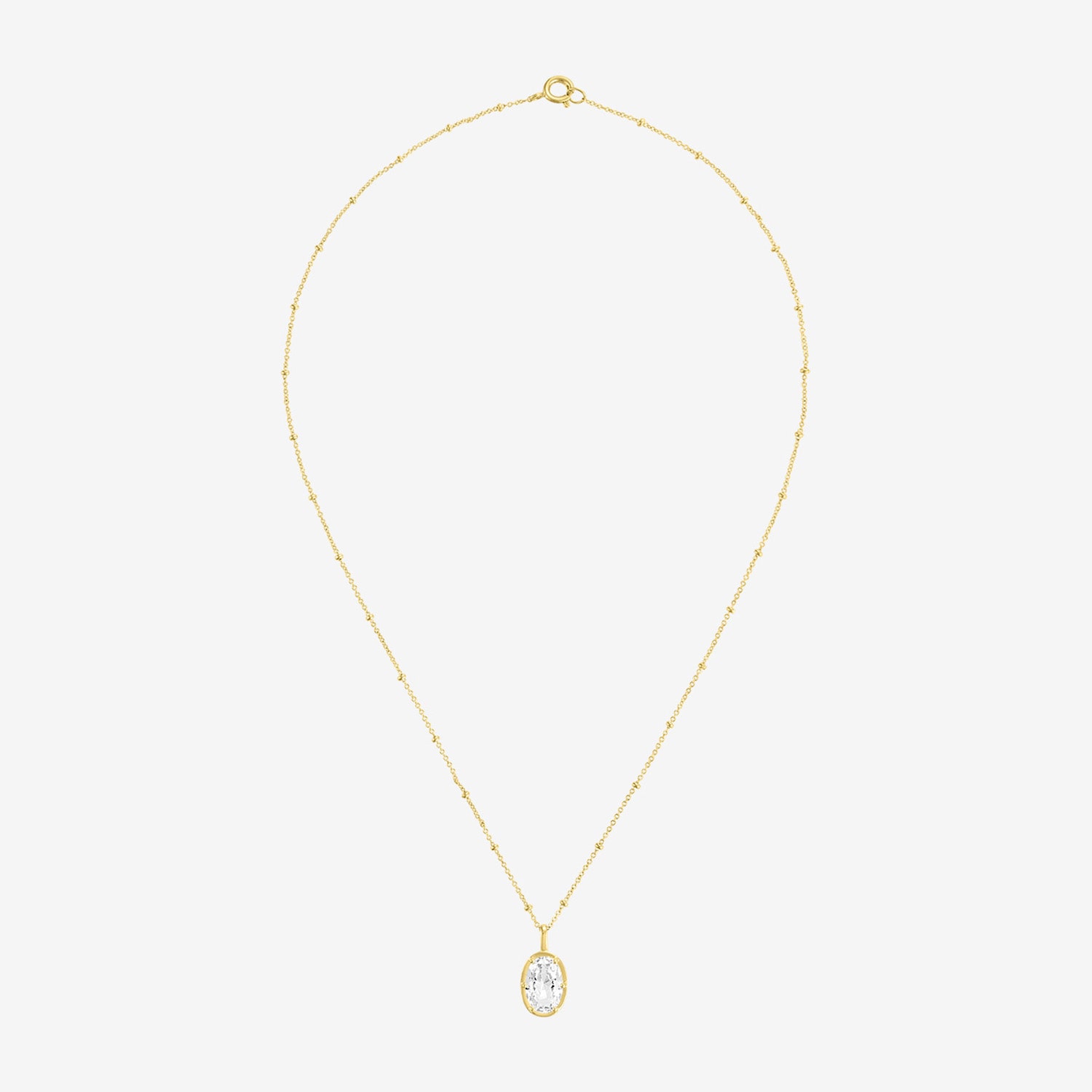 Womens Lab Created White Sapphire 14K Gold Over Brass Oval 18 Inch Pendant Necklace