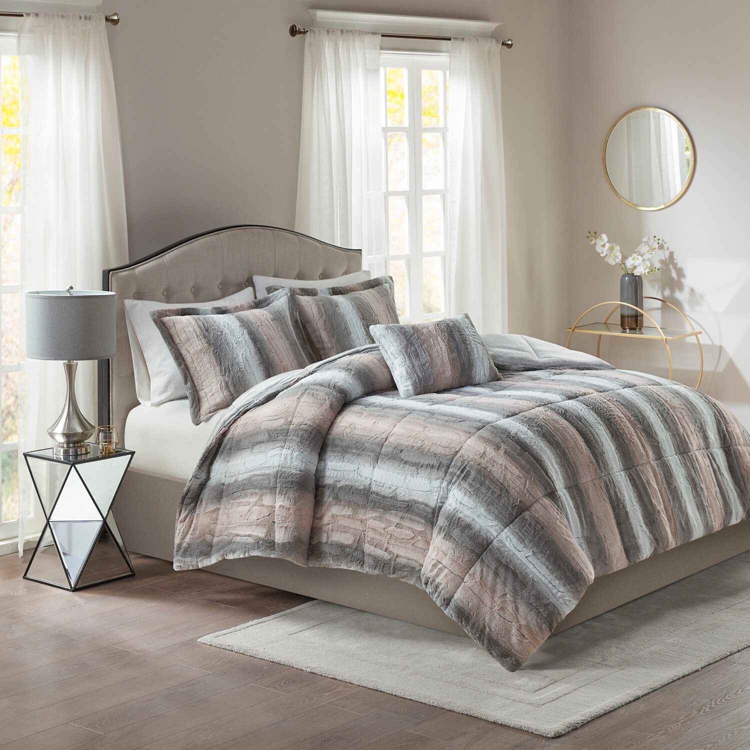 Madison Park Marselle Faux Fur 4-pc. Midweight Comforter Set