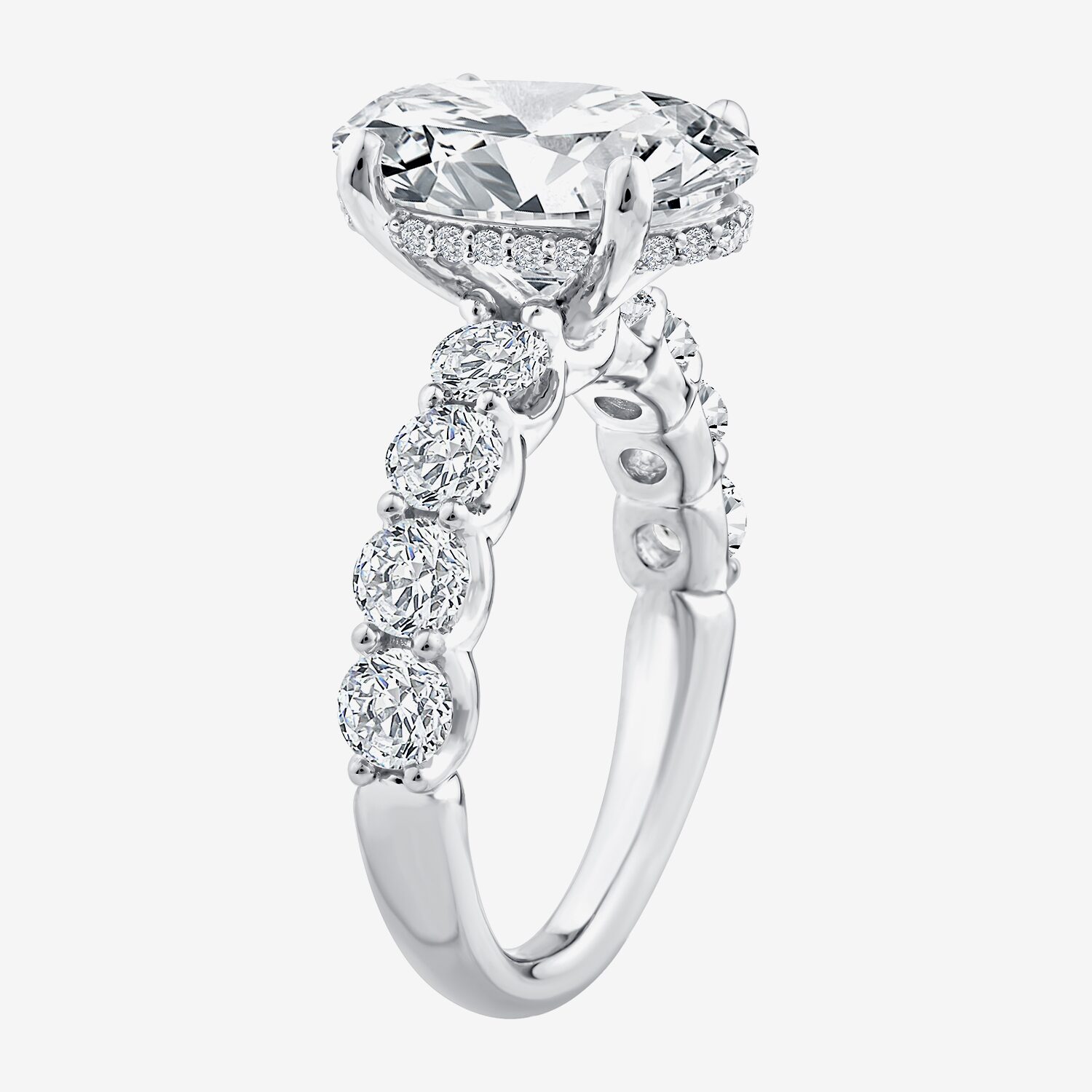 Signature By Modern Bride (F / Vs2) Womens 1/2 Ct. T.W. Lab Grown White Diamond 14K Gold Oval Side Stone Engagement Ring