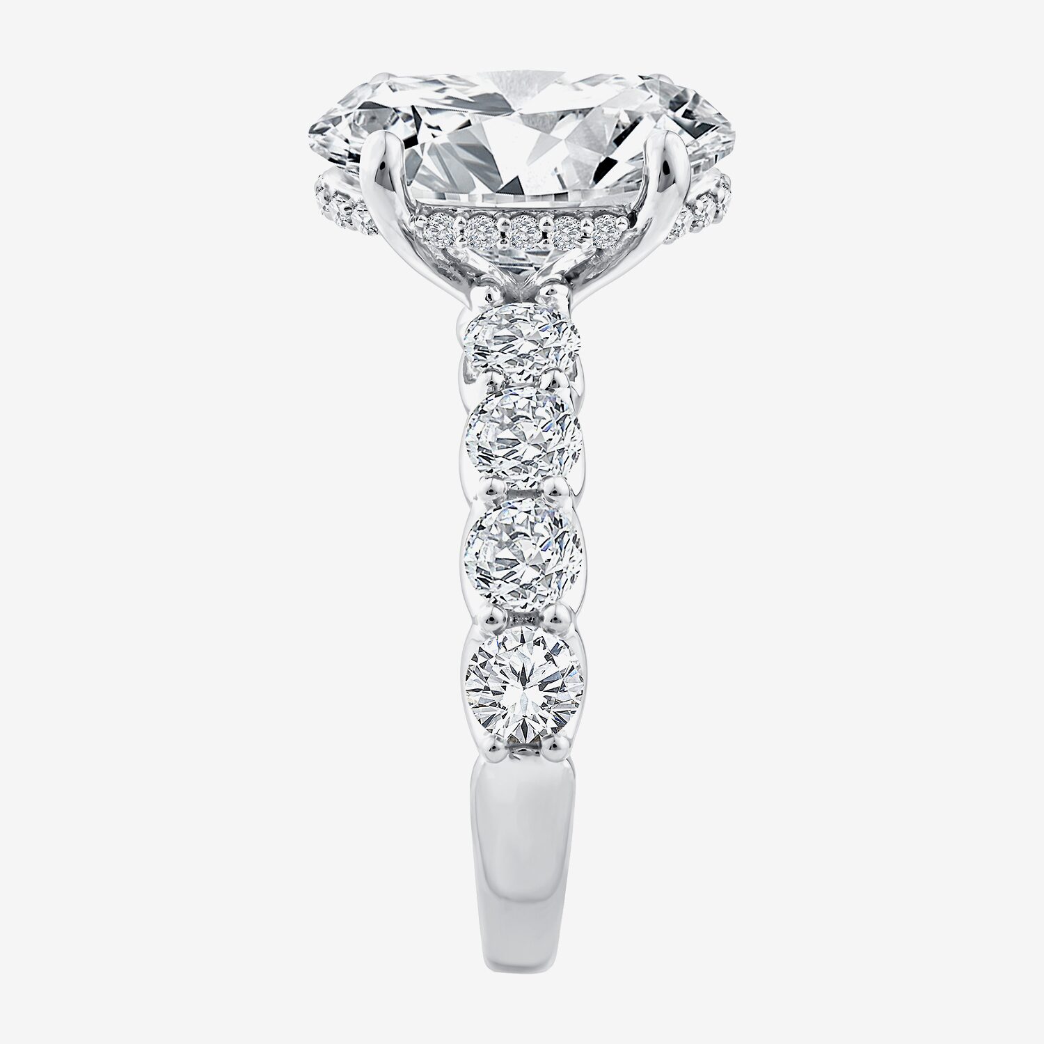 Signature By Modern Bride (F / Vs2) Womens 1/2 Ct. T.W. Lab Grown White Diamond 14K Gold Oval Side Stone Engagement Ring