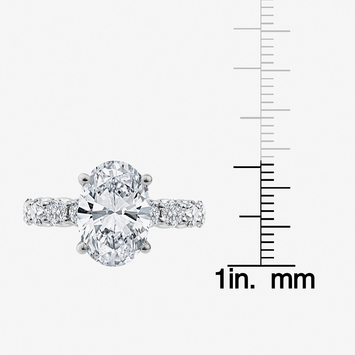 Signature By Modern Bride (F / Vs2) Womens 1/2 Ct. T.W. Lab Grown White Diamond 14K Gold Oval Side Stone Engagement Ring