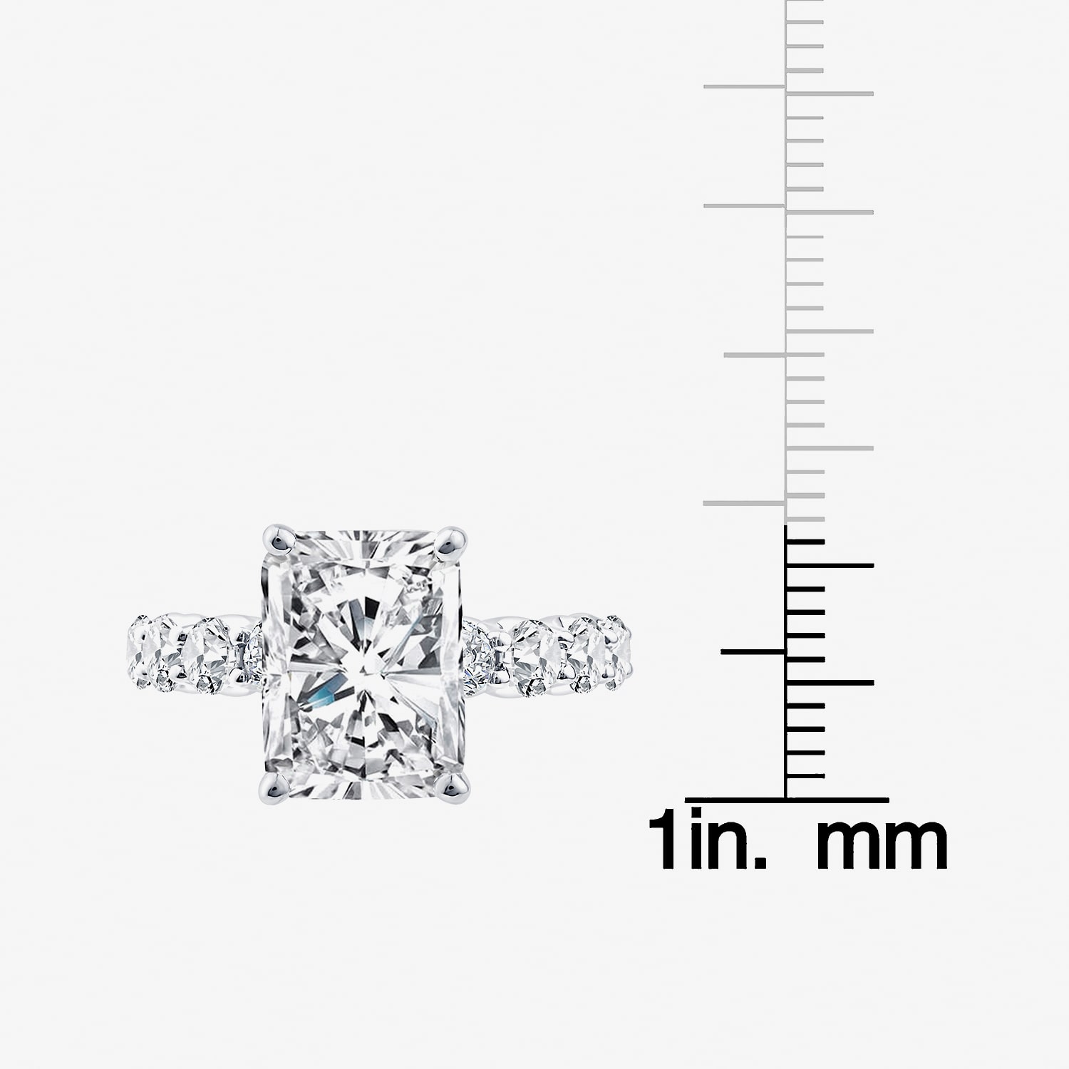 Signature By Modern Bride (F / Vs2) Womens 1/2 Ct. T.W. Lab Grown White Diamond 14K Gold Rectangular Side Stone Engagement Ring