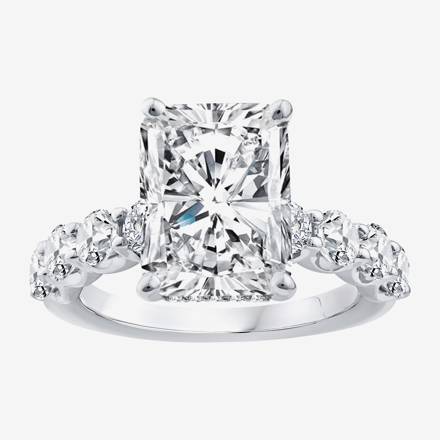 Signature By Modern Bride (F / Vs2) Womens 1/2 Ct. T.W. Lab Grown White Diamond 14K Gold Rectangular Side Stone Engagement Ring