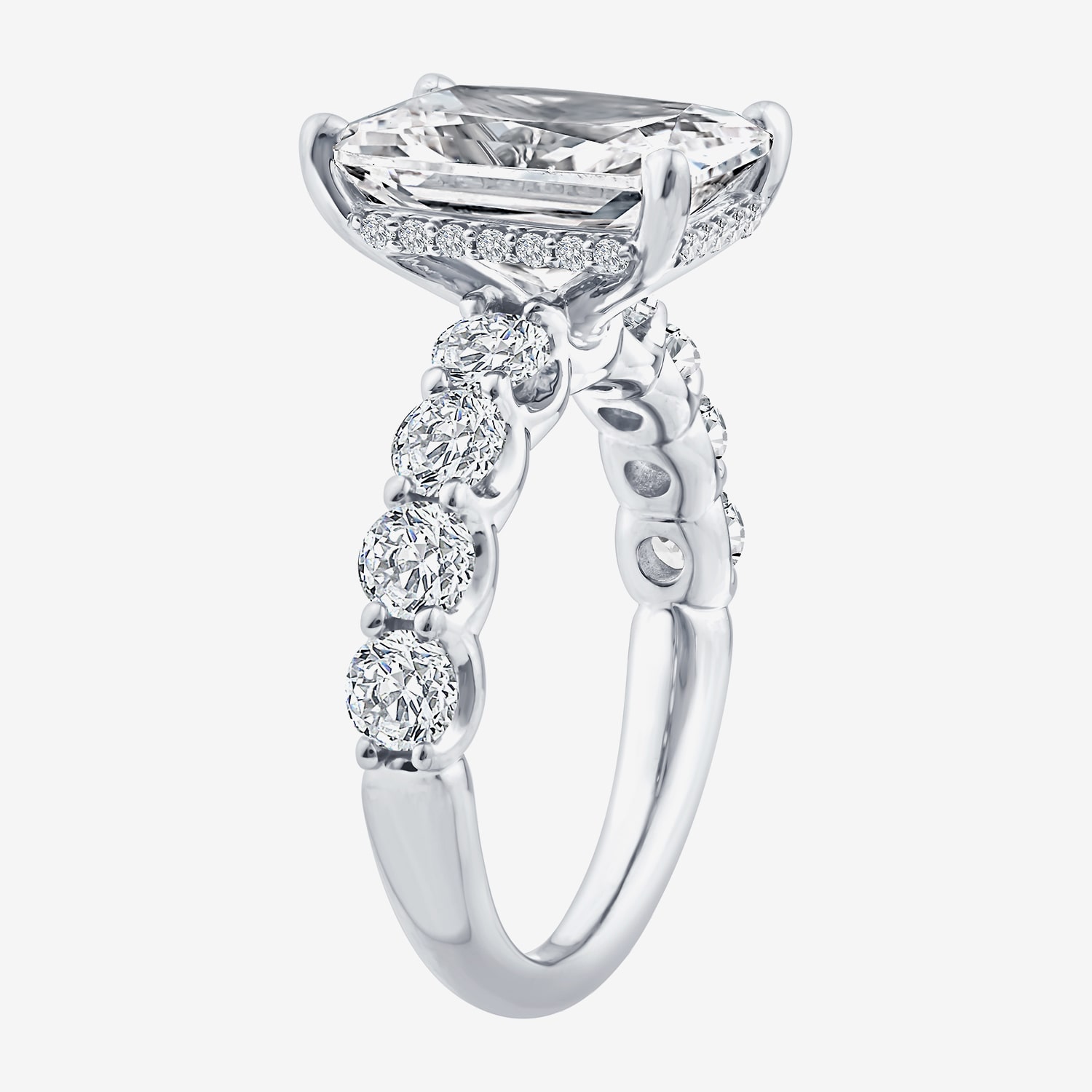 Signature By Modern Bride (F / Vs2) Womens 1/2 Ct. T.W. Lab Grown White Diamond 14K Gold Rectangular Side Stone Engagement Ring