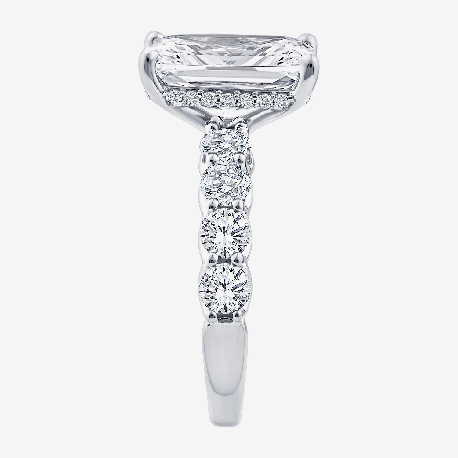 Signature By Modern Bride (F / Vs2) Womens 1/2 Ct. T.W. Lab Grown White Diamond 14K Gold Rectangular Side Stone Engagement Ring