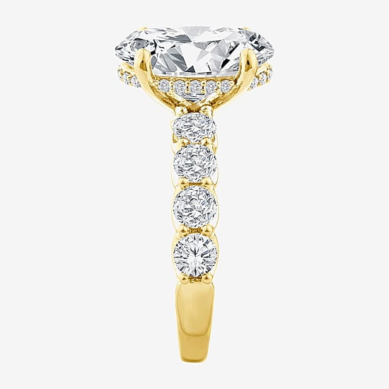 Signature By Modern Bride (F / Vs2) Womens 6 1/2 Ct. T.W. Lab Grown White Diamond 14K Gold Oval Side Stone Engagement Ring