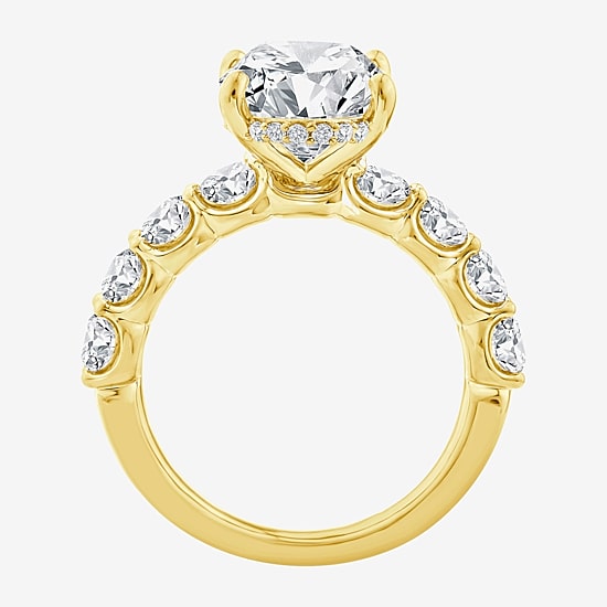 Signature By Modern Bride (F / Vs2) Womens 6 1/2 Ct. T.W. Lab Grown White Diamond 14K Gold Oval Side Stone Engagement Ring