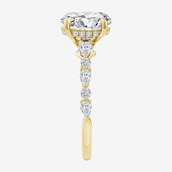 Signature By Modern Bride (F / Vs2) Womens 2 CT. T.W. Lab Grown White Diamond 10K Gold Oval Side Stone Engagement Ring