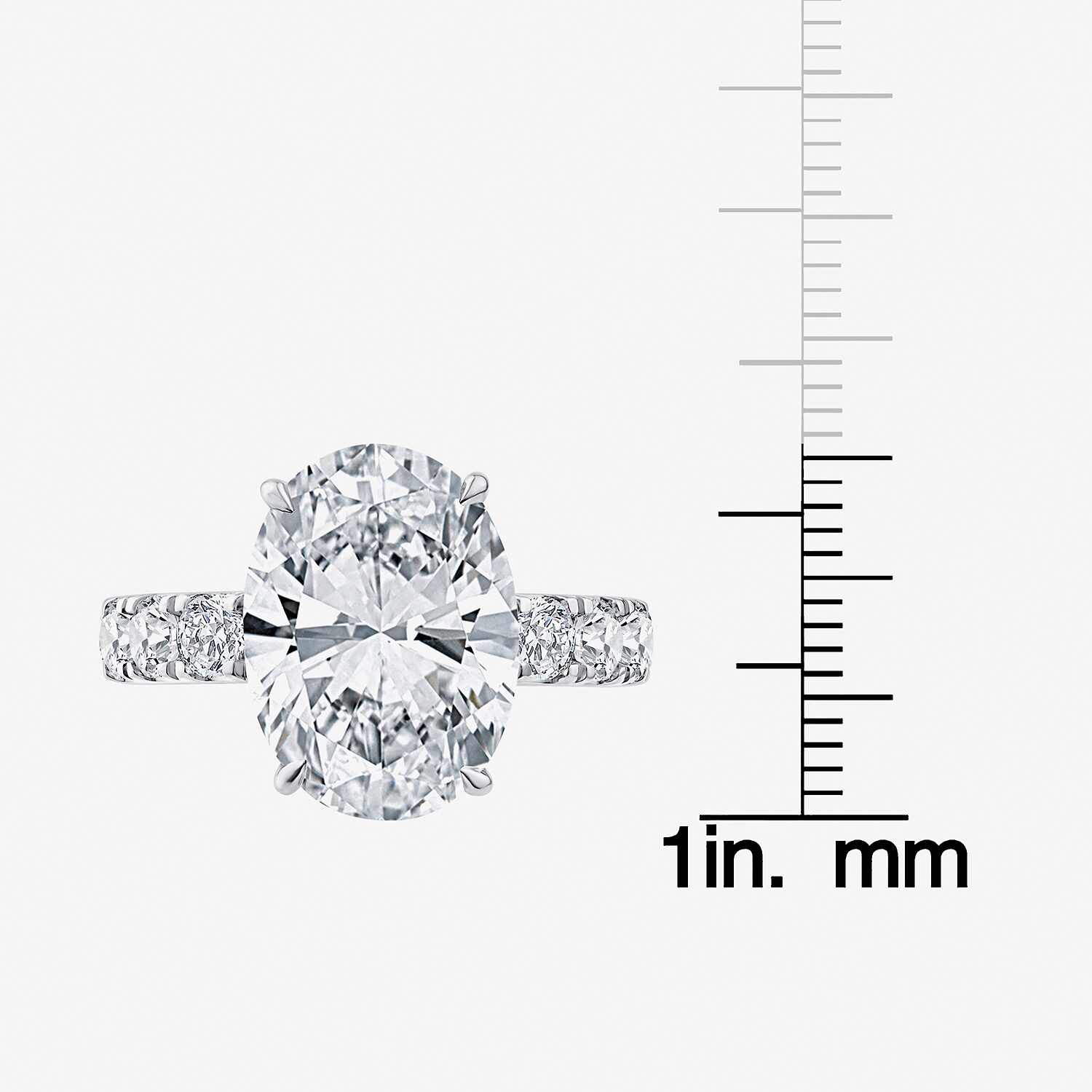 Signature By Modern Bride (F / Vs2) Womens 8 1/2 Ct. T.W. Lab Grown White Diamond 14K Gold Oval Side Stone Engagement Ring