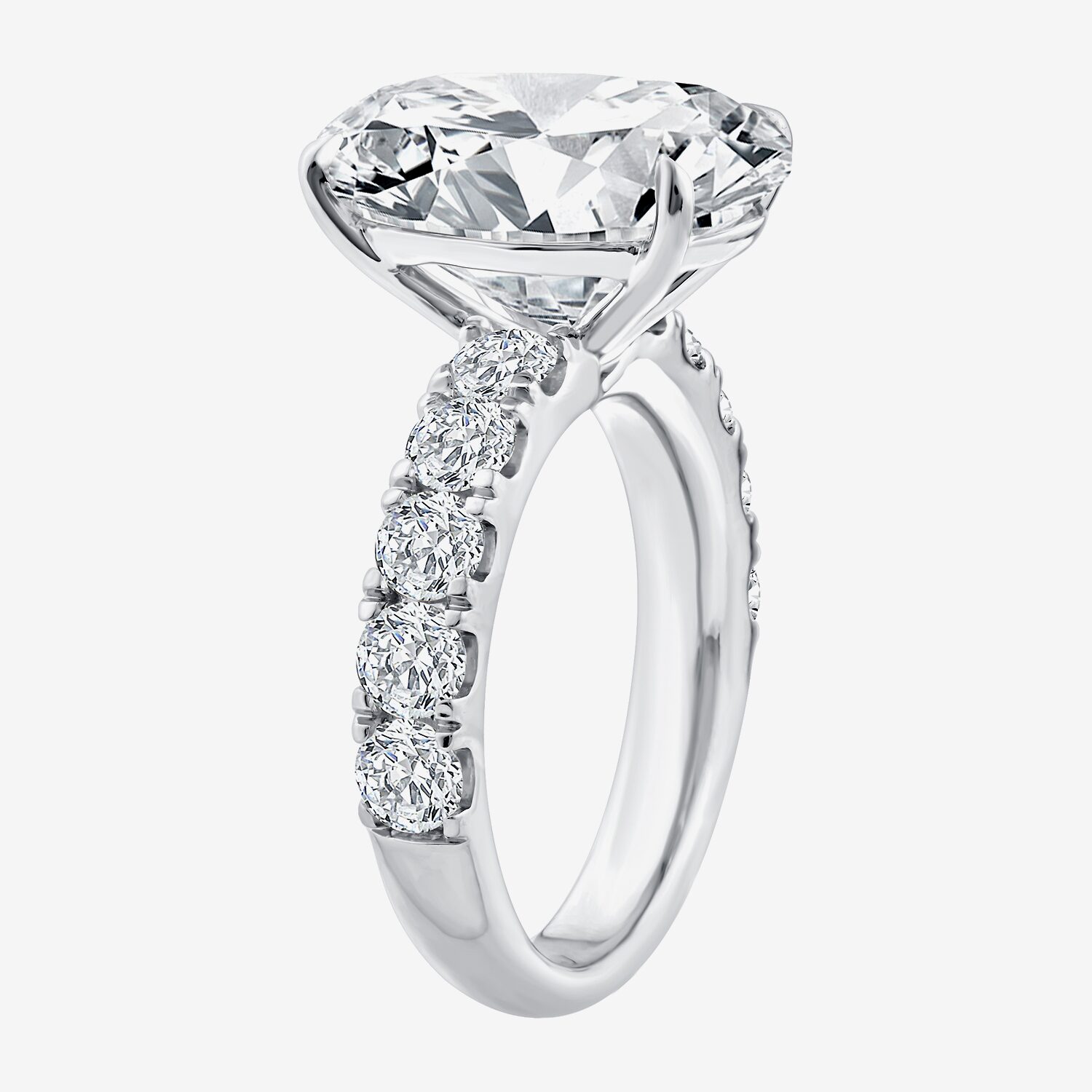 Signature By Modern Bride (F / Vs2) Womens 8 1/2 Ct. T.W. Lab Grown White Diamond 14K Gold Oval Side Stone Engagement Ring