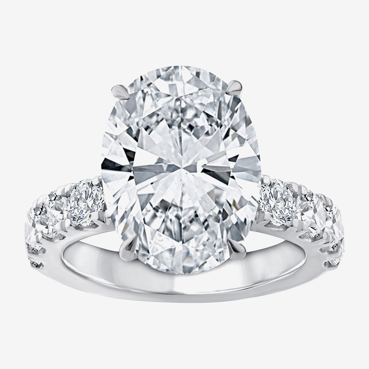 Signature By Modern Bride (F / Vs2) Womens 8 1/2 Ct. T.W. Lab Grown White Diamond 14K Gold Oval Side Stone Engagement Ring