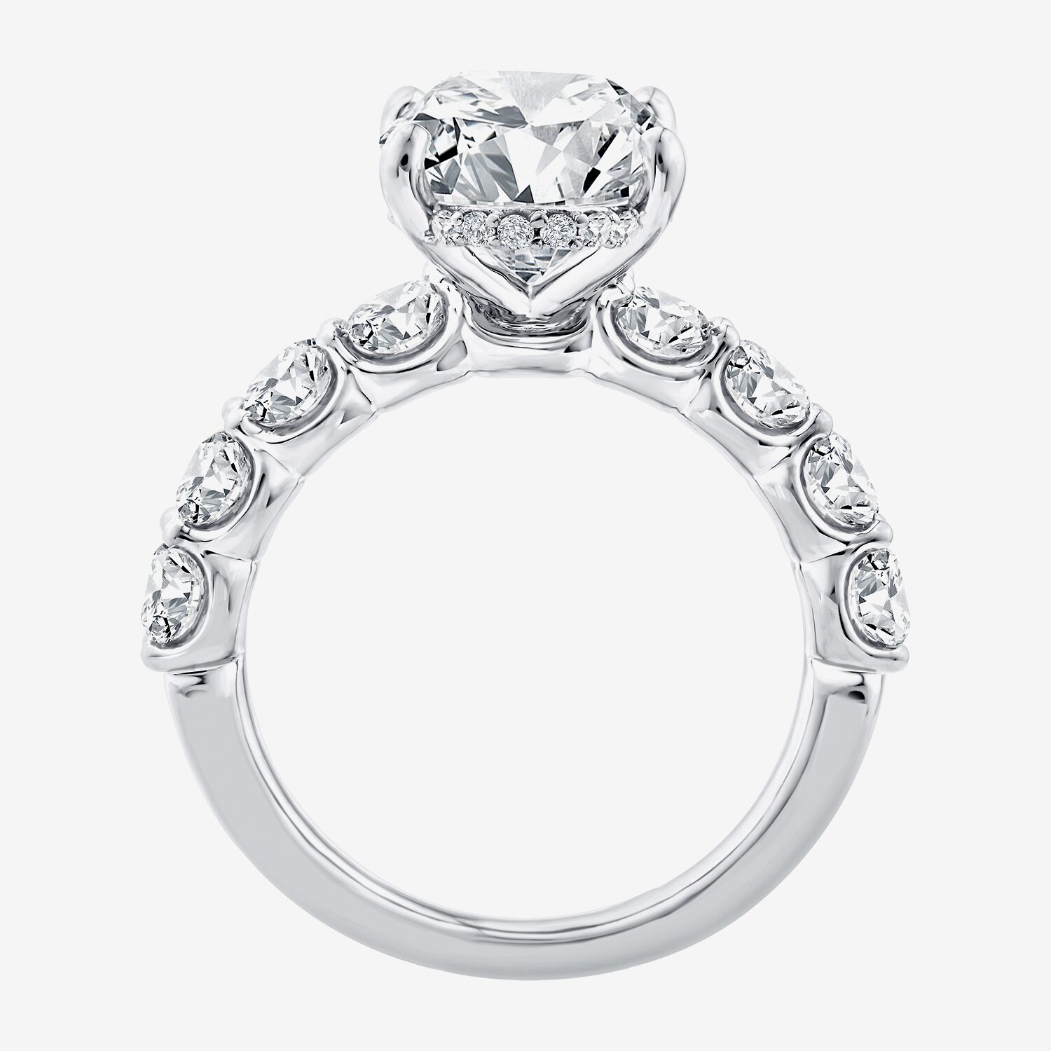 Signature By Modern Bride (F / Vs2) Womens 1/2 Ct. T.W. Lab Grown White Diamond 14K Gold Oval Side Stone Engagement Ring