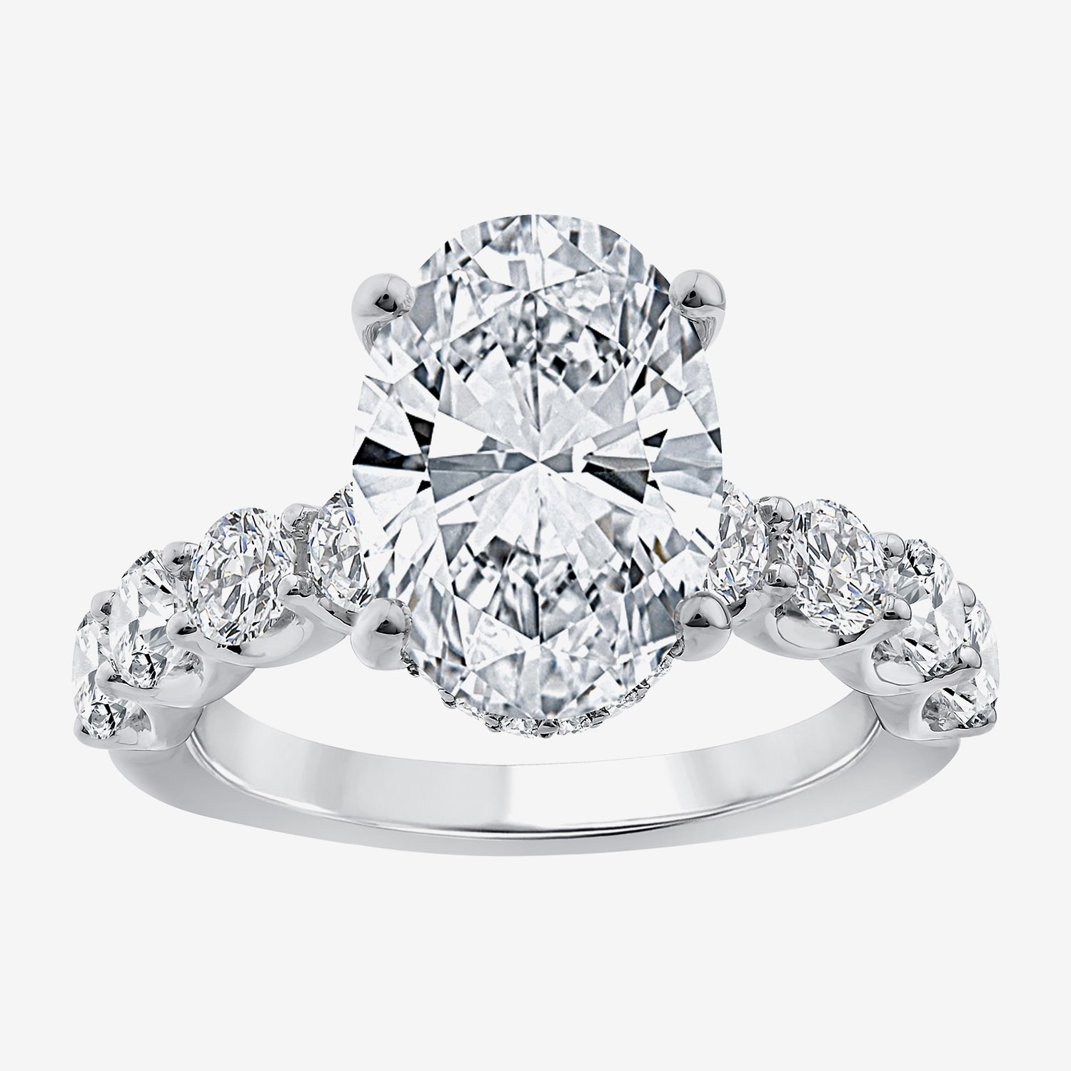 Signature By Modern Bride (F / Vs2) Womens 1/2 Ct. T.W. Lab Grown White Diamond 14K Gold Oval Side Stone Engagement Ring