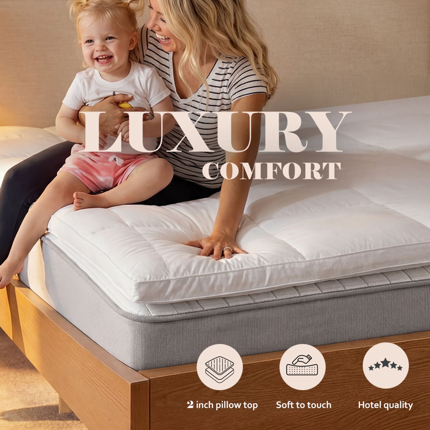 SUPERIOR® Quality 2" All Seasons Hypoallergenic  Down Alternative Mattress Pad