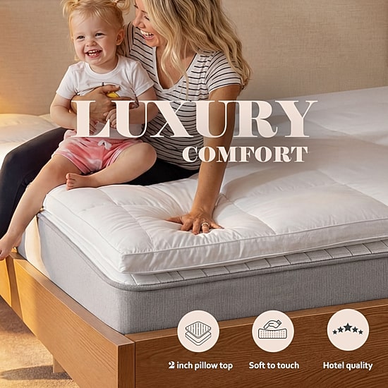 SUPERIOR® Quality 2" All Seasons Hypoallergenic  Down Alternative Mattress Topper