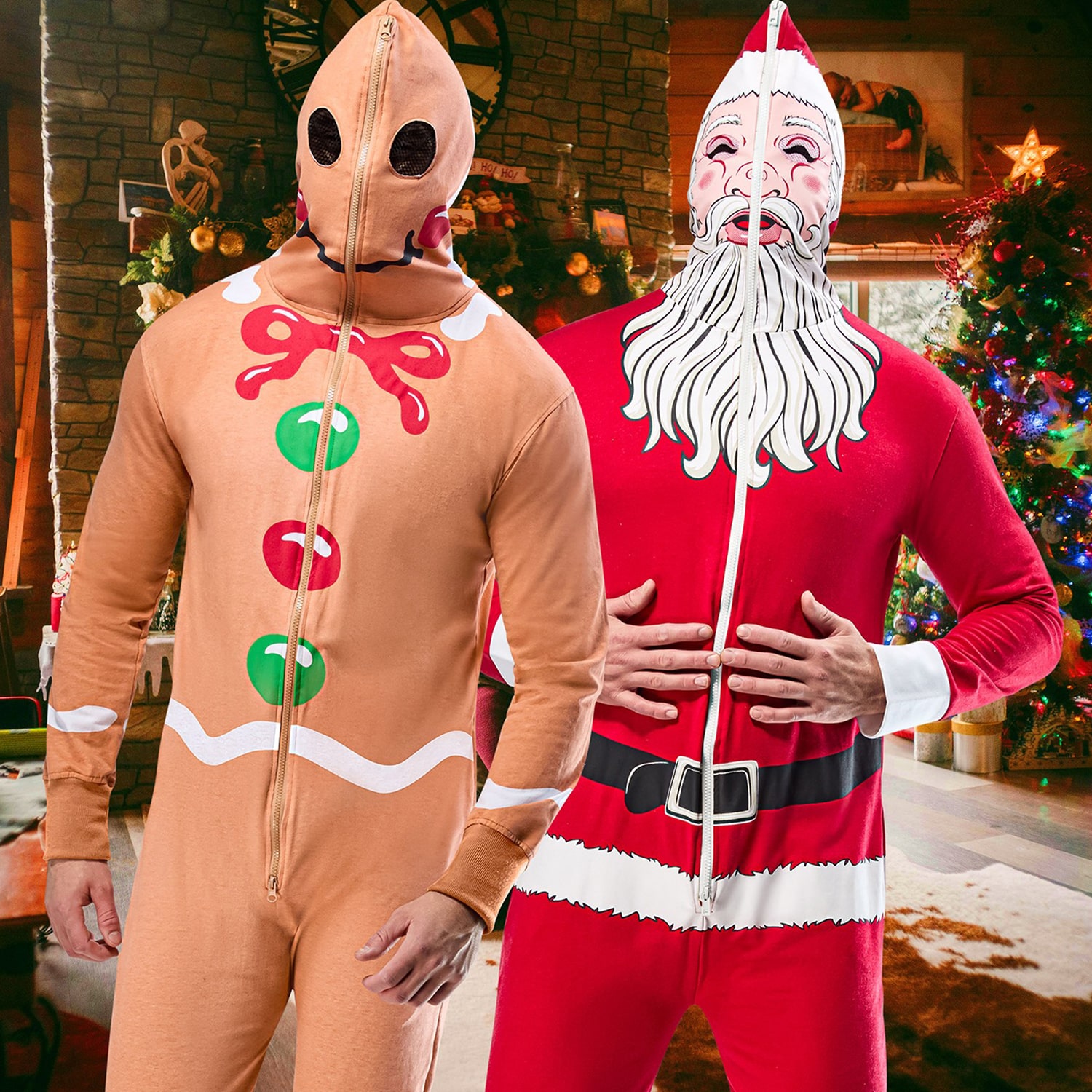 Unisex Adult Santa Hooded Zipster Costume