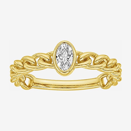 Limited Quantities! Womens 1/4 CT. T.W. Lab Grown White Diamond 14K Gold Over Silver Oval Cocktail Ring