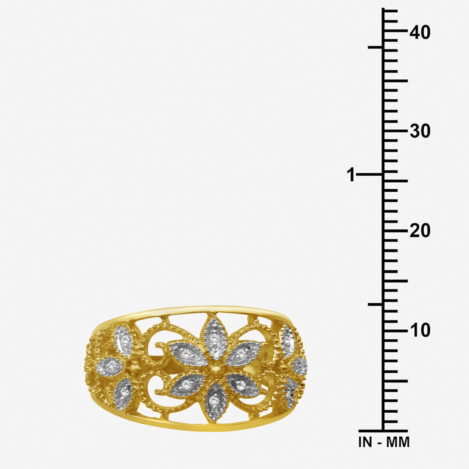 Limited Quantities! Womens Diamond Accent Natural White Diamond 14K Gold Over Silver Flower Cocktail Ring
