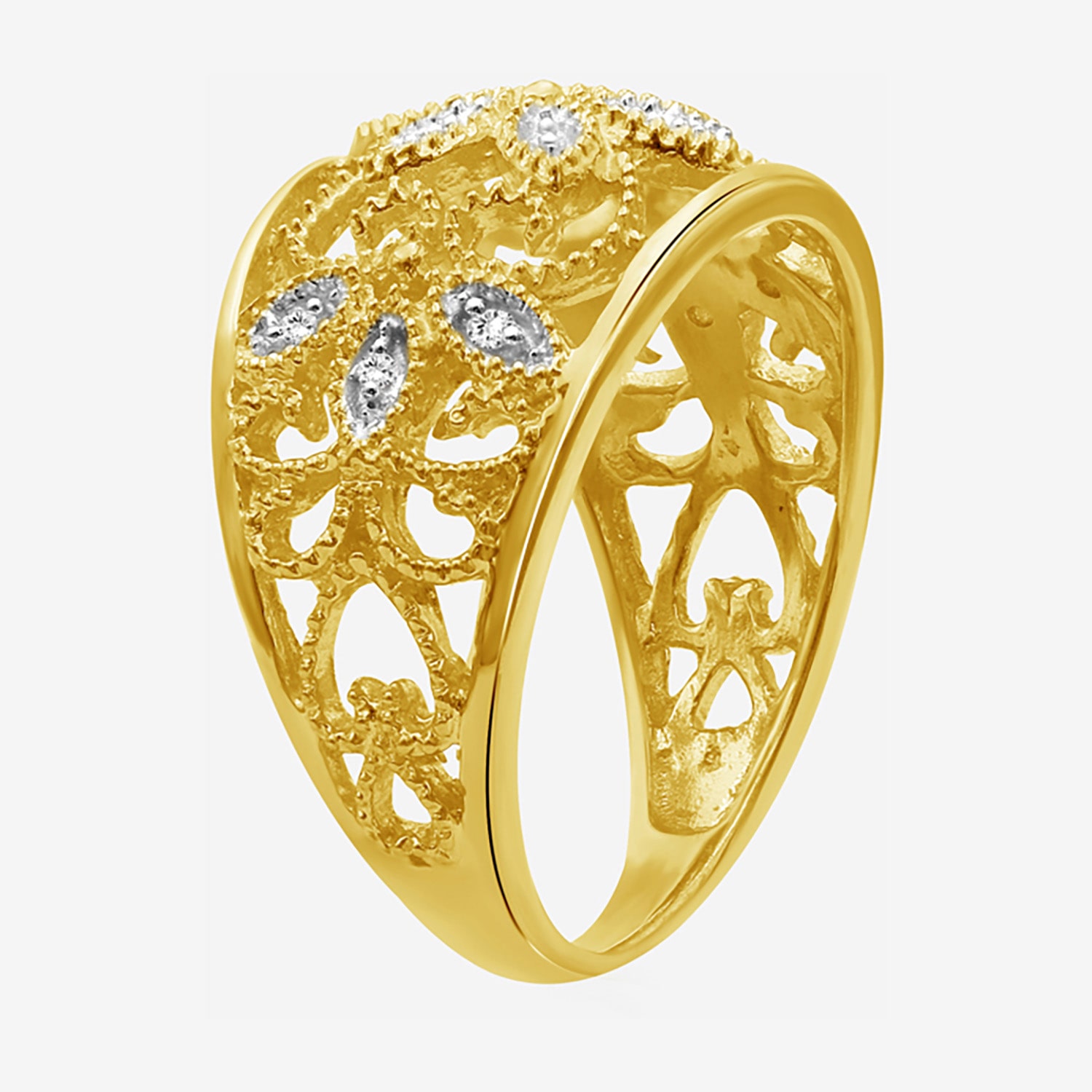 Limited Quantities! Womens Diamond Accent Natural White Diamond 14K Gold Over Silver Flower Cocktail Ring