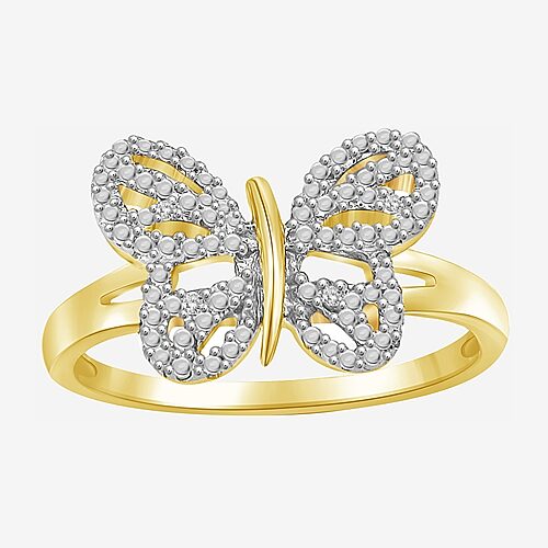 Fine Jewelry Limited Quantities! Womens Diamond Accent Natural White Diamond Accent 14k Gold Over Silver Butterfl In Yellow