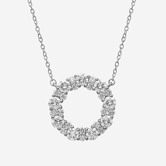 Limited Quantities! Womens 2 CT. T.W. Lab Grown White Diamond Sterling Silver Circle 18 Inch Pendant Necklace