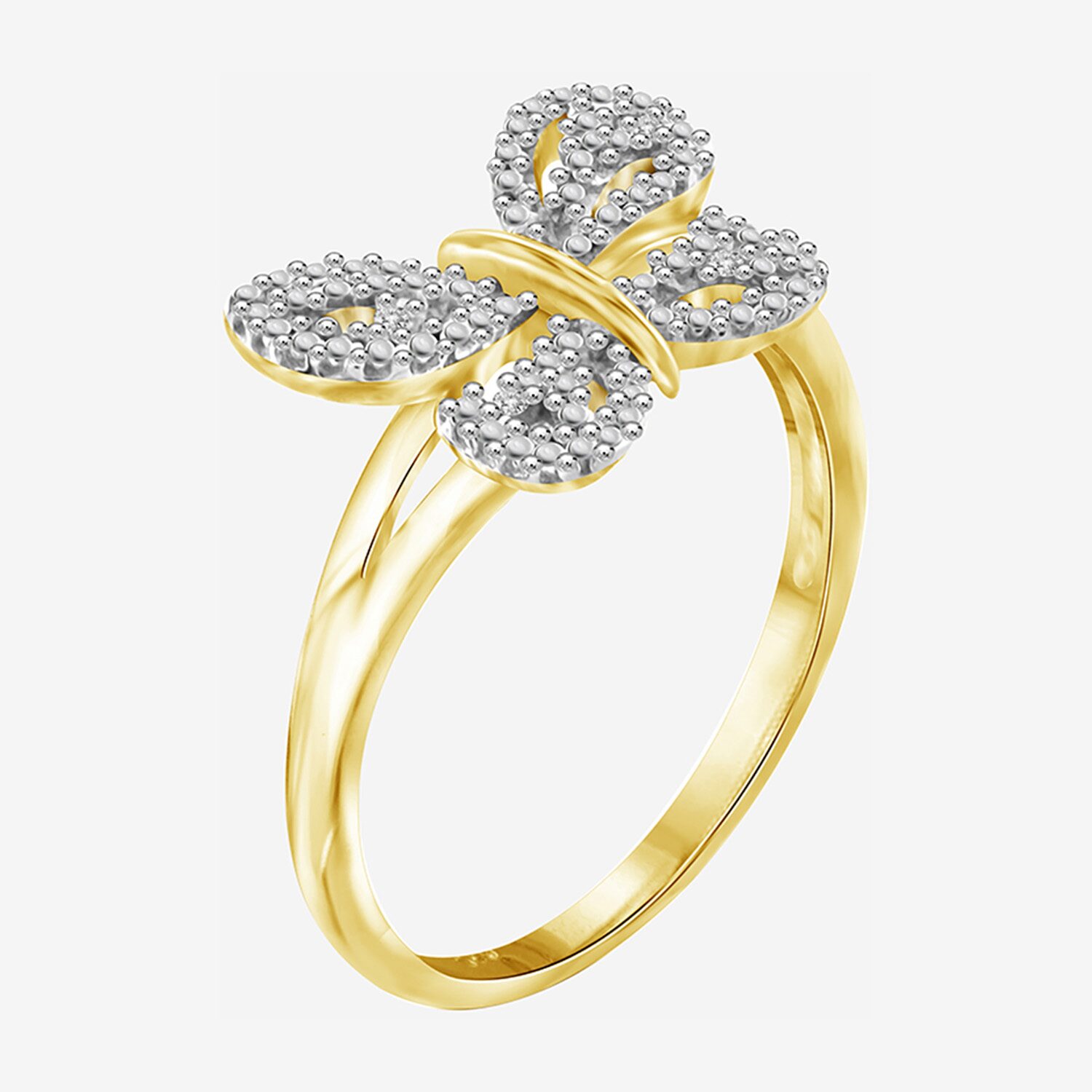 Limited Quantities! Womens Diamond Accent Natural White Diamond Accent 14K Gold Over Silver Butterfly Cocktail Ring