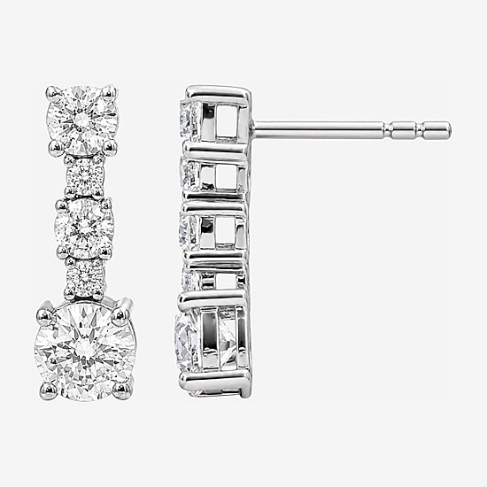 Limited Quantities! Womens 1 CT. T.W. Lab Grown White Diamond Sterling Silver Drop Earrings