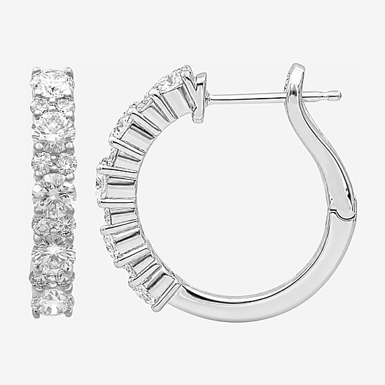 Limited Quantities! Womens 2 CT. T.W. Lab Grown White Diamond Sterling Silver 23.8mm Hoop Earrings