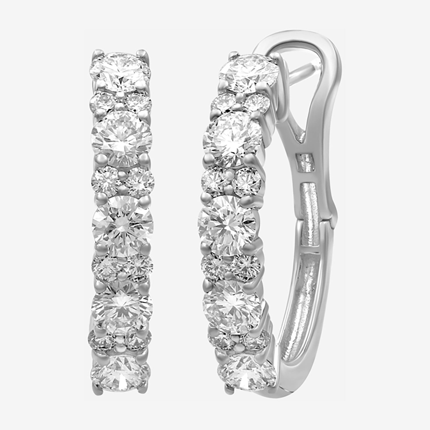 Limited Quantities! Womens 2 CT. T.W. Lab Grown White Diamond Sterling Silver 23.8mm Hoop Earrings